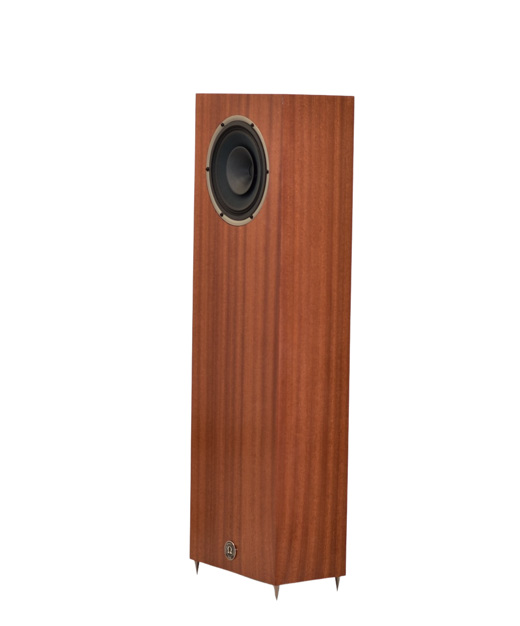 omega speakers junior 8 xrs finished in mahogany facing to the left no grill