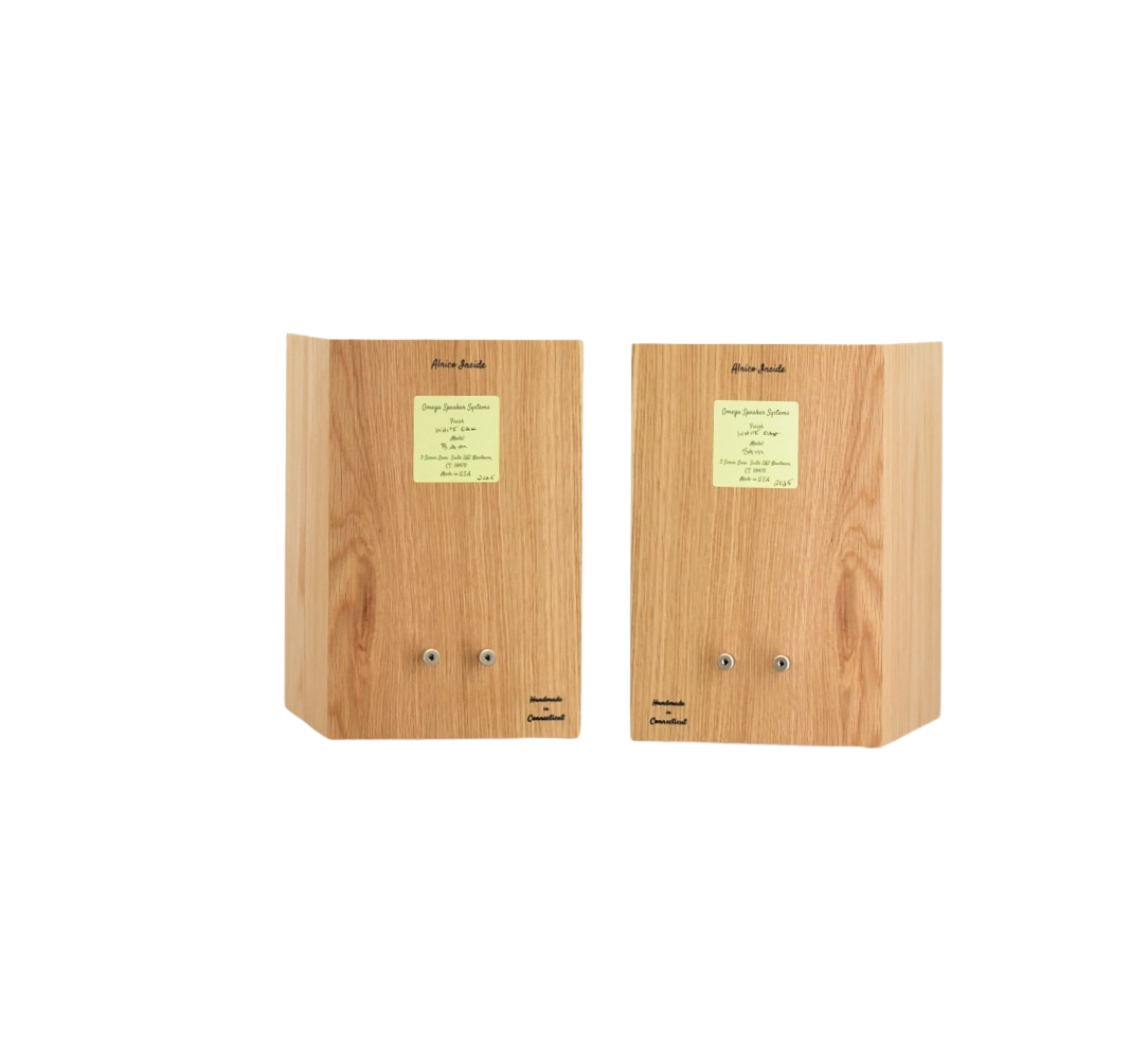 Available Now BAMs (Baby Alnico Monitor) in White Oak with optional Vintage grills