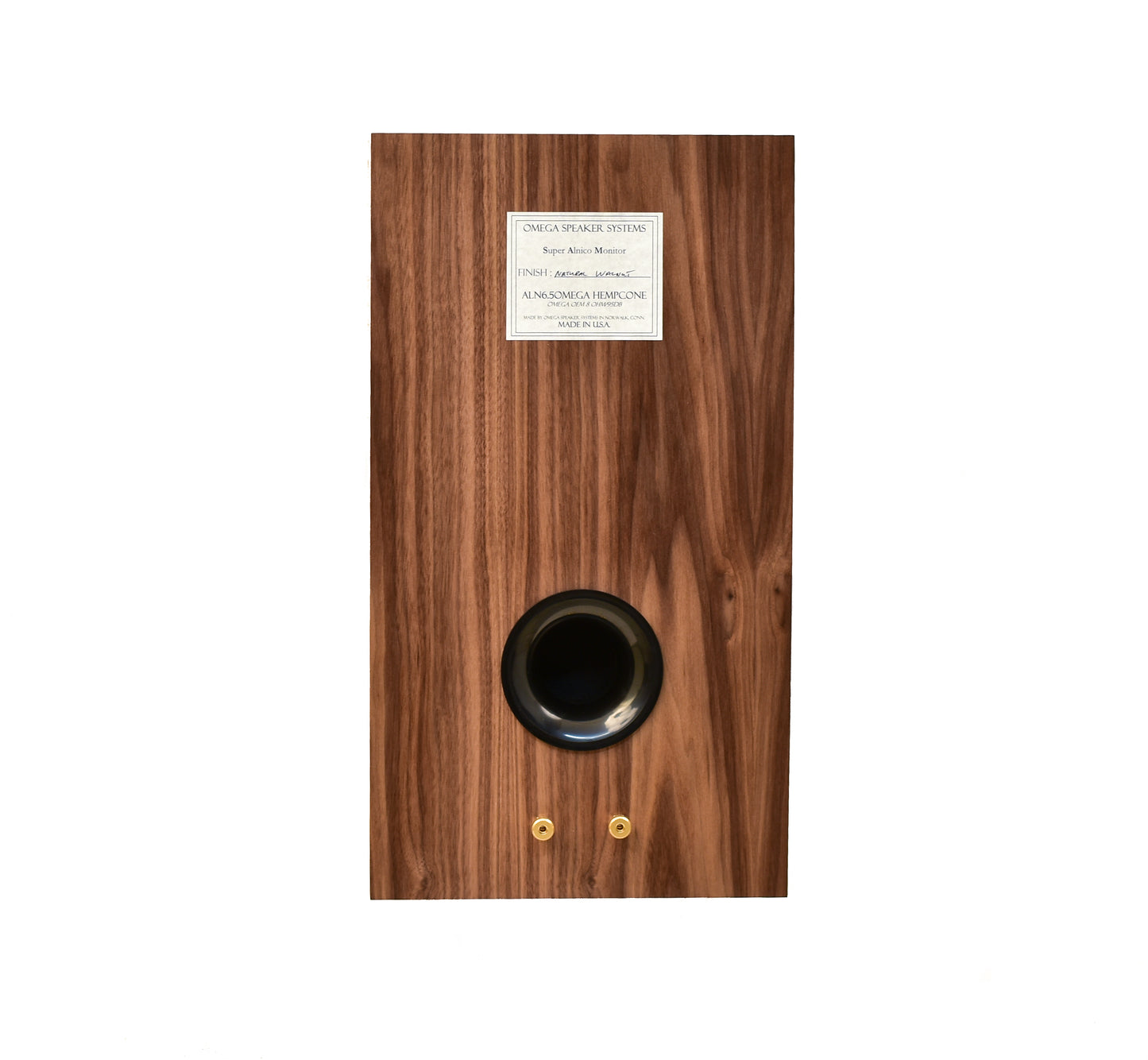 omega Speakers Super alnico monitor finished in walnut back view