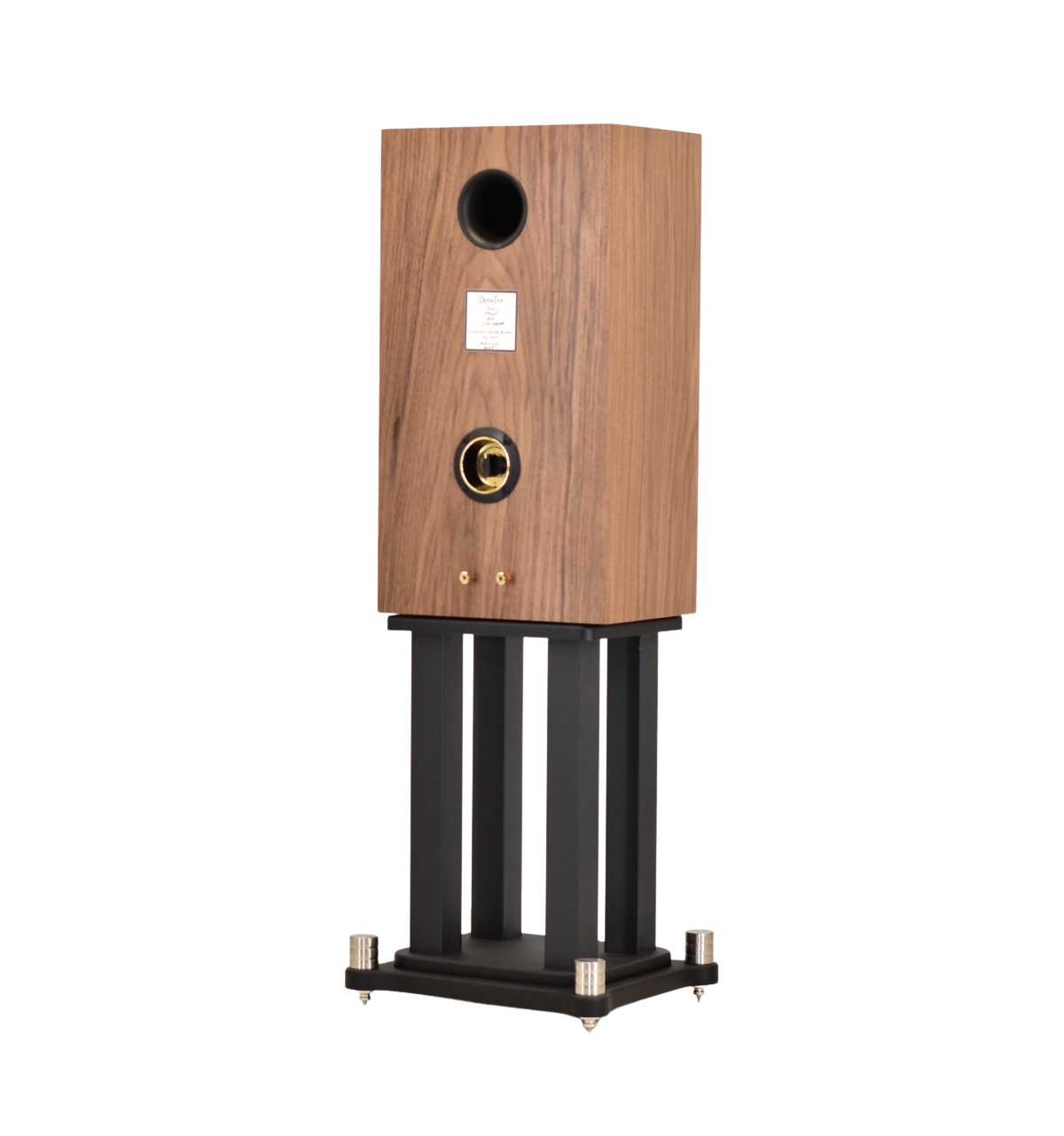 Vintage styled Omega DynaTen speaker J25 rear facing showing binding posts and tweeter adjustment control