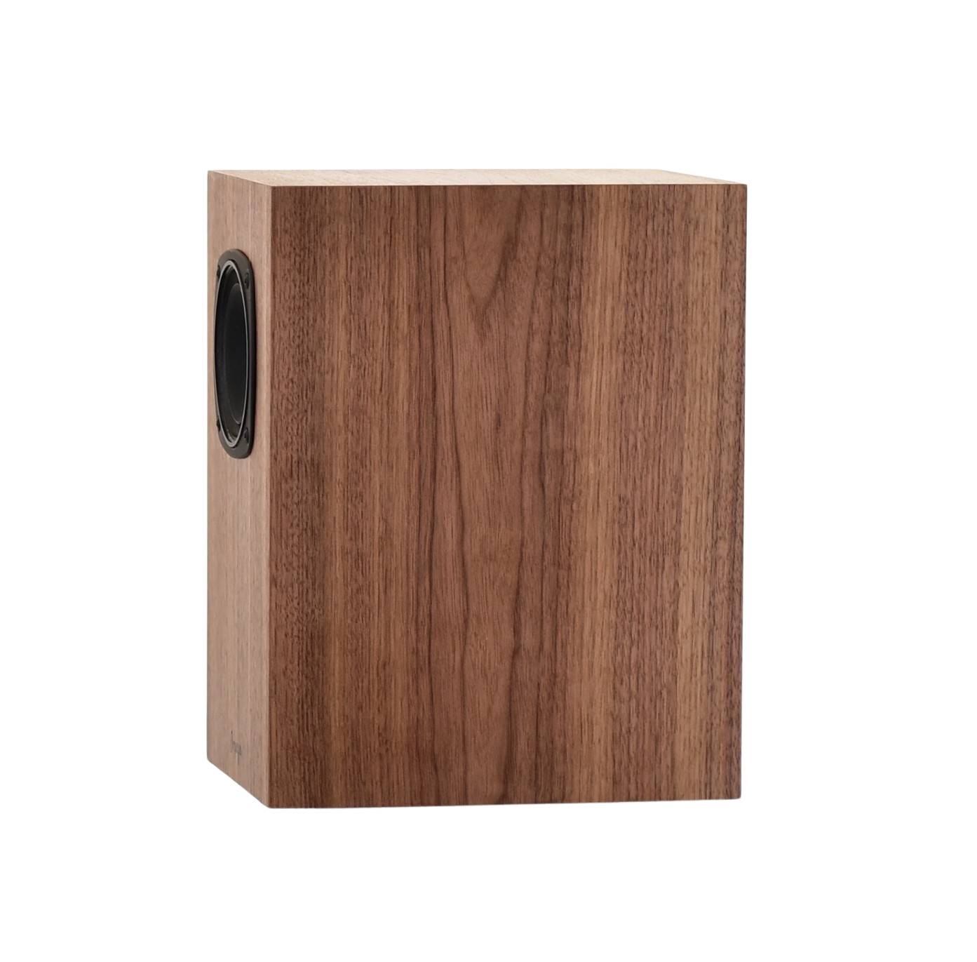 side view of omega speakers super 3i finished in walnut wood