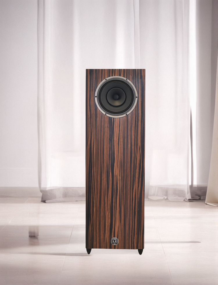 omega speakers junior 8 xrs finished in macassar ebony showing driver