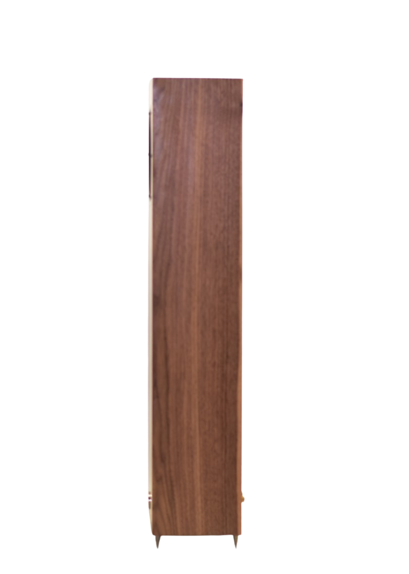 omega Speakers super 8 xrs side view finished in walnut wood