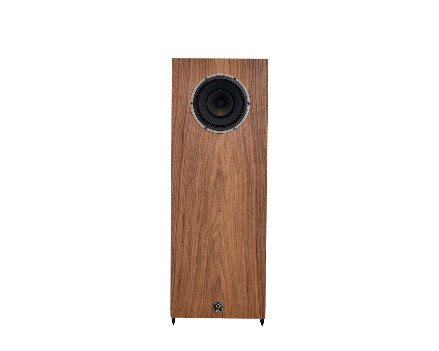 omega speakers super 8 xrs facing forward in walnut wood finish no grill