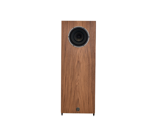 omega speakers super 8 xrs facing forward in walnut wood finish no grill