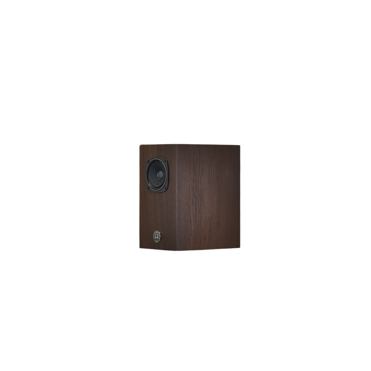 omega speakers super 3i facing left showing side finished in Fumed White oak