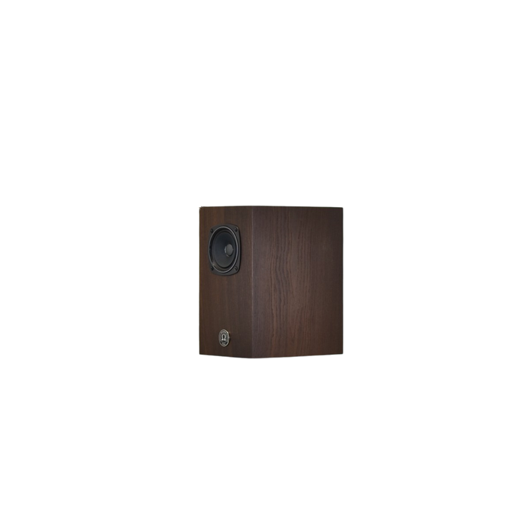 omega speakers super 3i facing left showing side finished in Fumed White oak