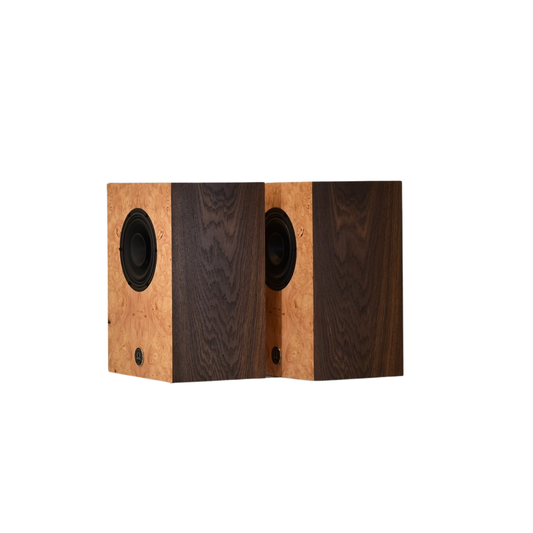 Available Now - B stock Compact Alnico Monitor 2 tone Maple Burl/Fumed White Oak