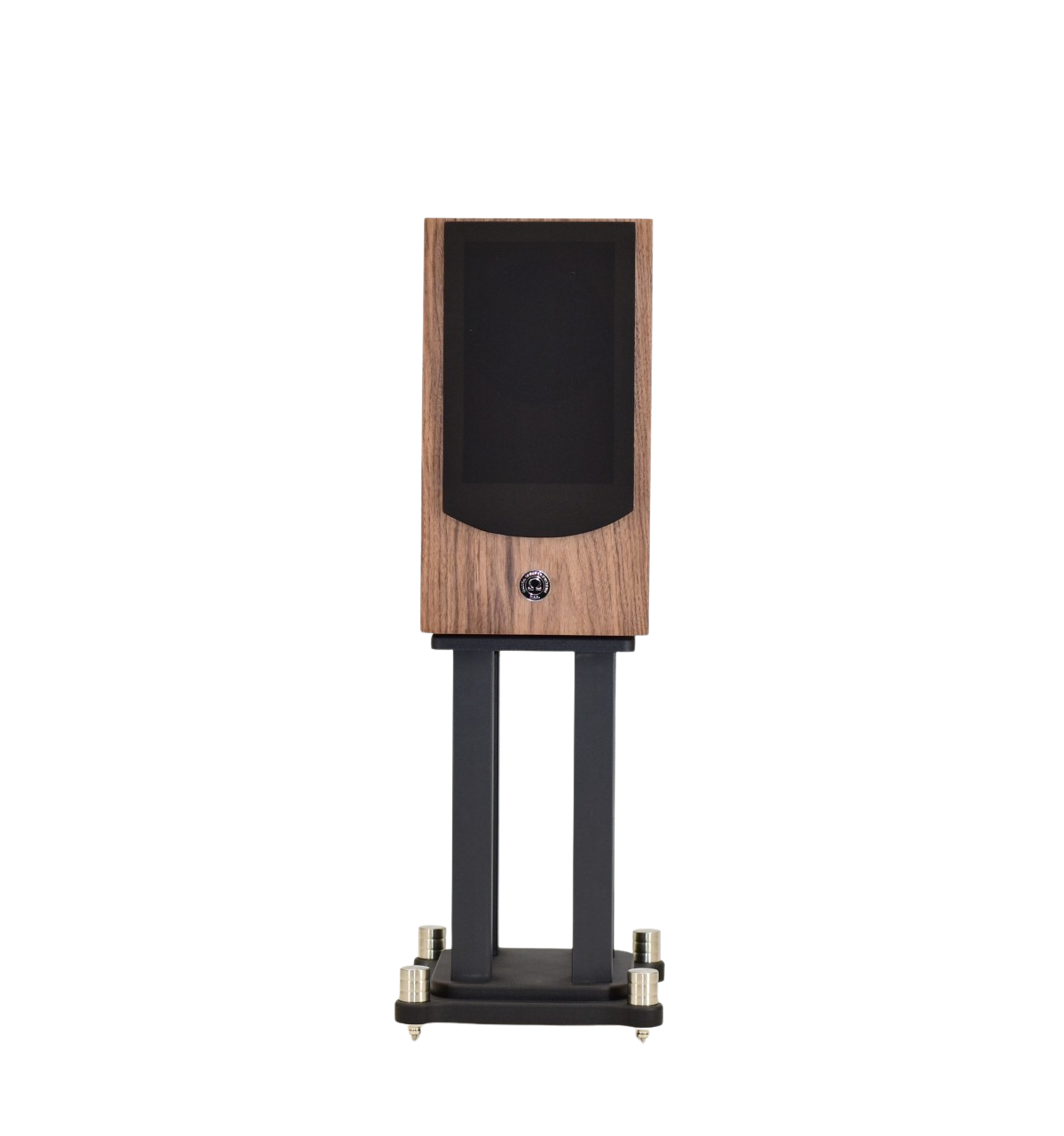 omega speaker super alnico monitor with black grill shown on stand facing front