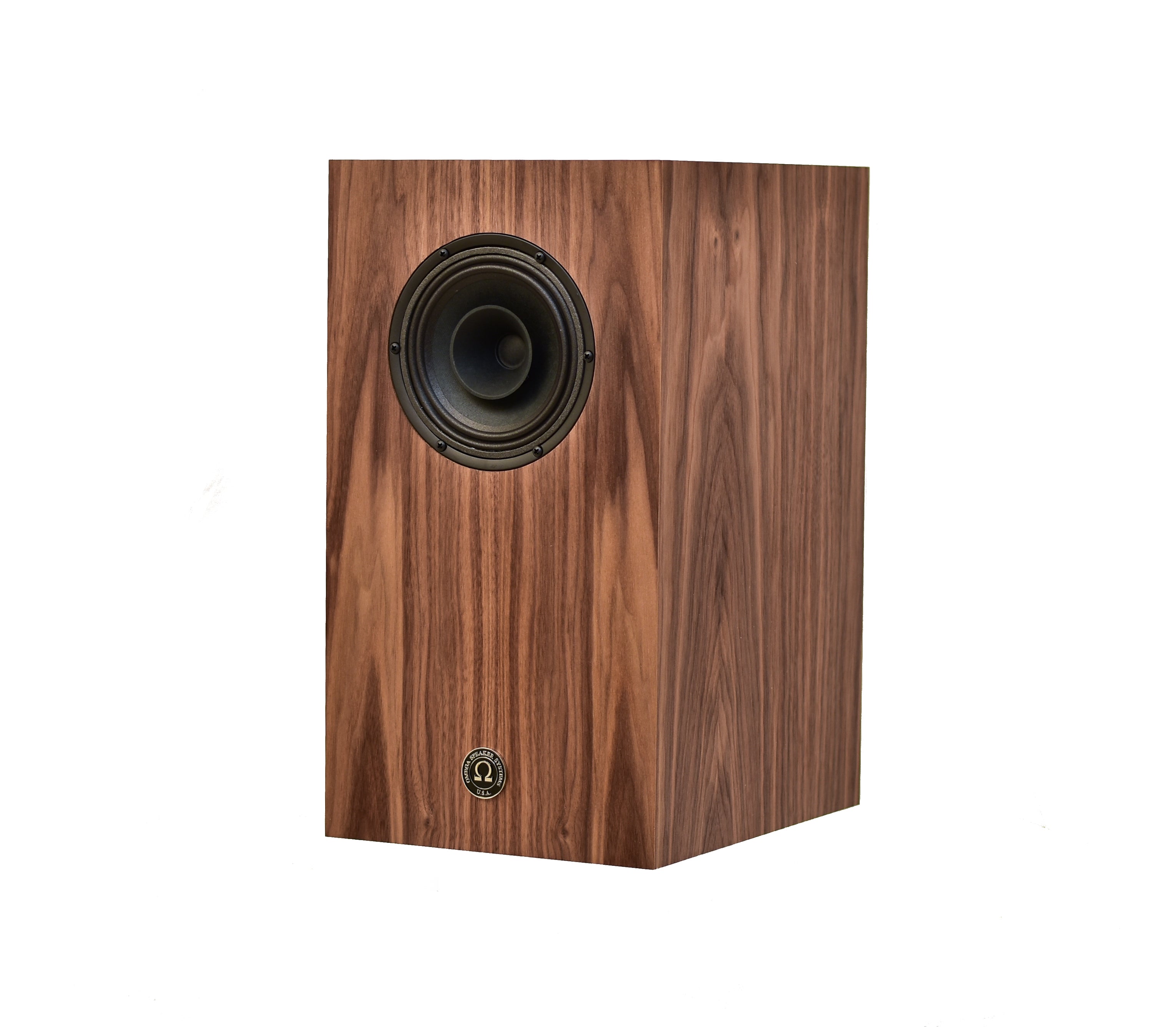 omega Speakers Super alnico monitor no grill view to the left finished in Walnut wood
